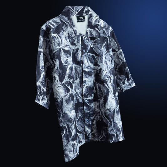 WHITE BLUE BRUSH STROKE SHIRT